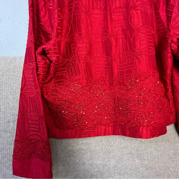 Anage Silk Red Embroidered Dress Jacket Women’s Size XL - Picture 6 of 14